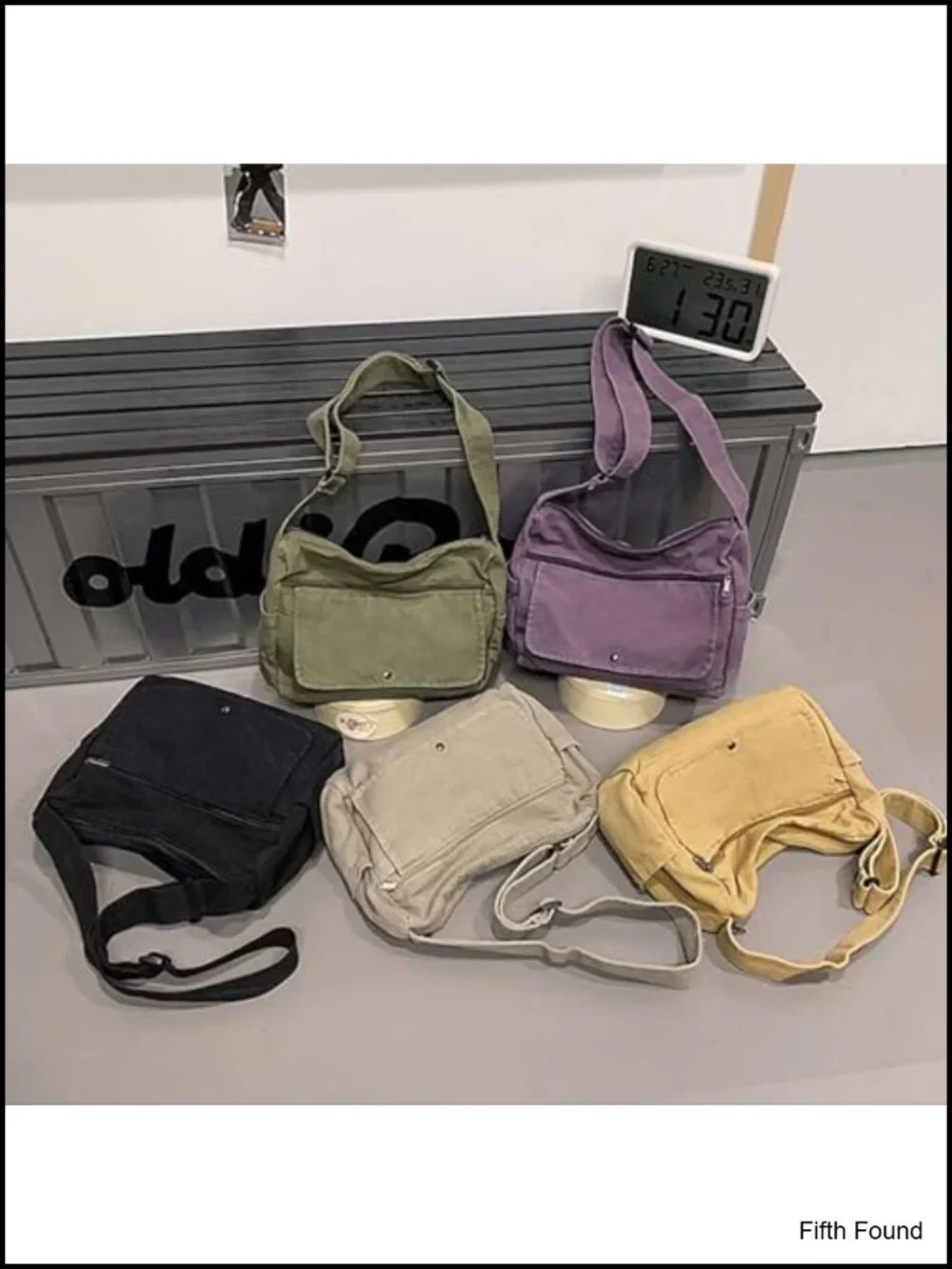 Canvas Shoulder Bag Multiple Pockets Crossbody Satchel